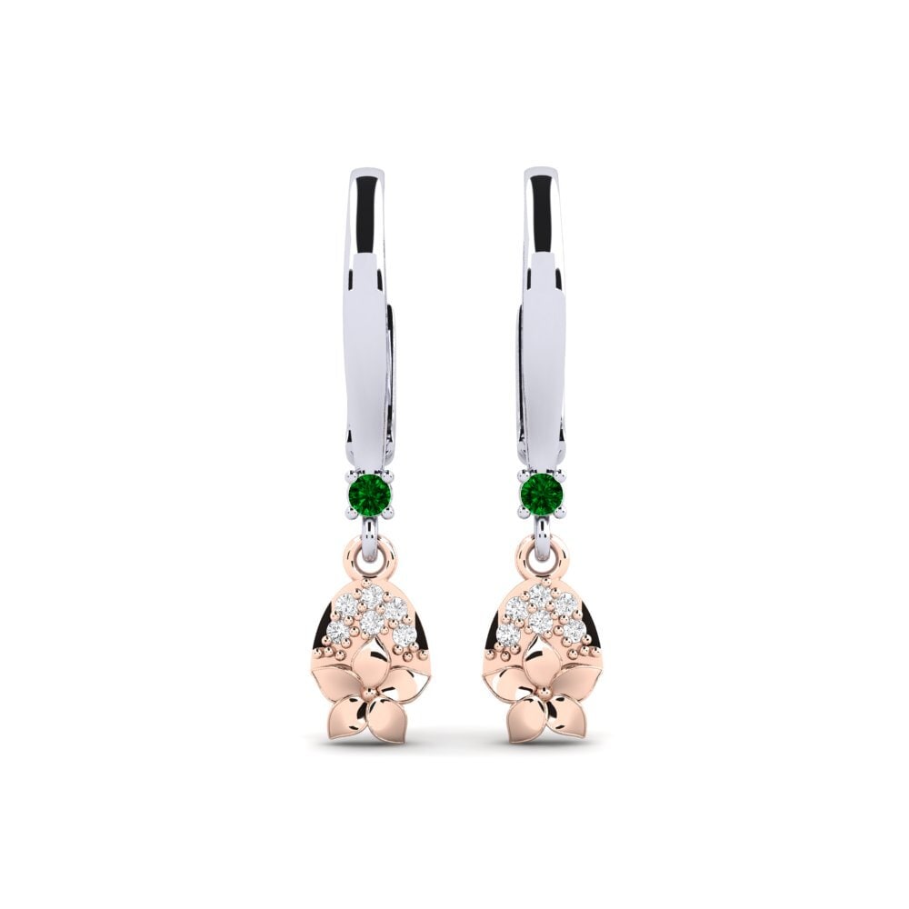 585 Weiß & Rotgold Grüner Zirkonia Damen ohrring Eleventh