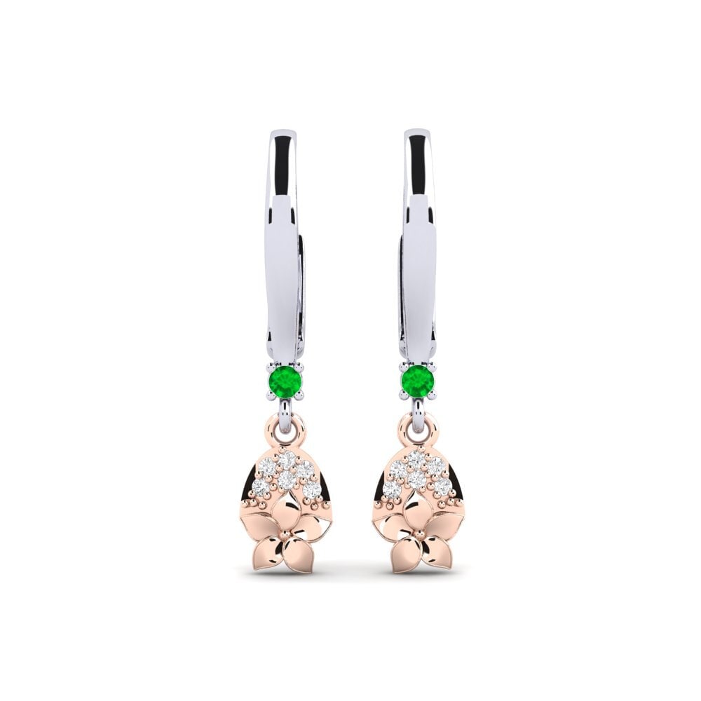 14k Oro Blanco & Rosa Esmeralda Pendiente de mujer Eleventh