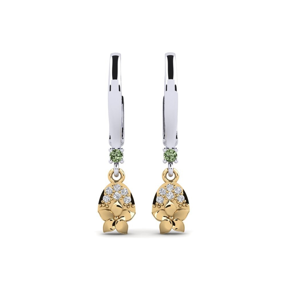 585 Weiß & Gelbgold Grüner Diamant Damen ohrring Eleventh