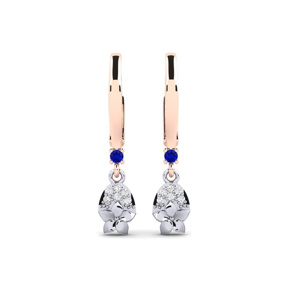 Vàng Trắng-Đỏ 9K Đá Sapphire Bông tai nữ Eleventh