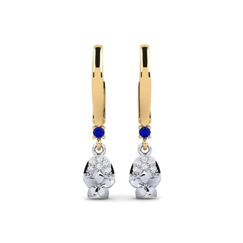 Vàng-Trắng 14K Đá Sapphire Bông tai nữ Eleventh