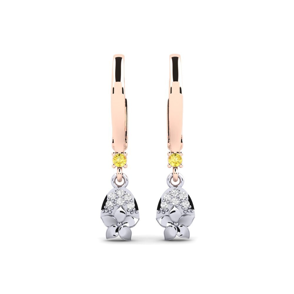 585 Weiß & Rotgold Gelber Saphir Damen ohrring Eleventh