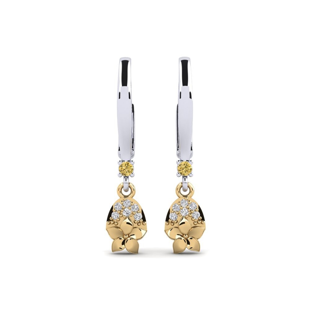 585 Weiß & Gelbgold Gelber Diamant Damen ohrring Eleventh