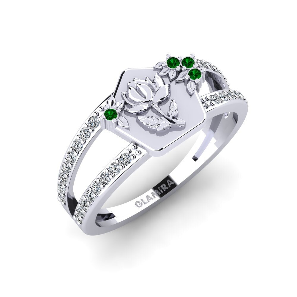 Platin trắng Đá Zirconia Xanh Nhẫn Escavado