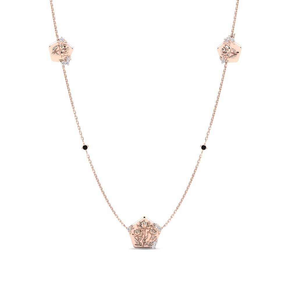 9k Oro Rosa Zafiro negro Collar de Mujer Escultura