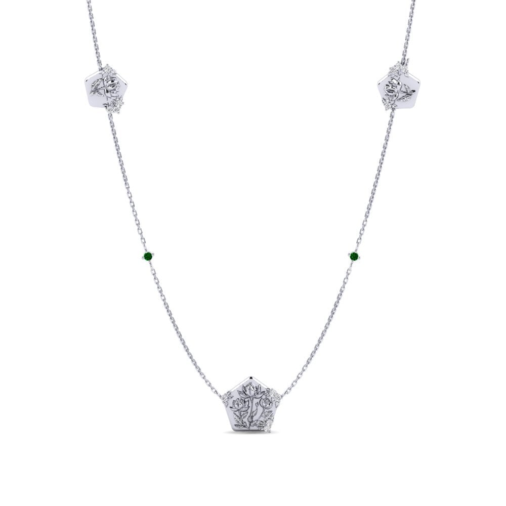 Plata 925 Circonita Verde Collar de Mujer Escultura