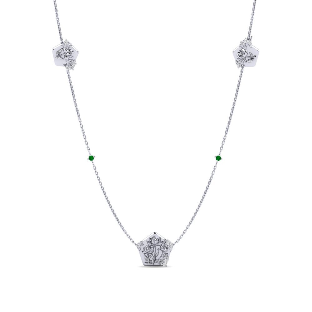 Plata 925 Esmeralda Collar de Mujer Escultura