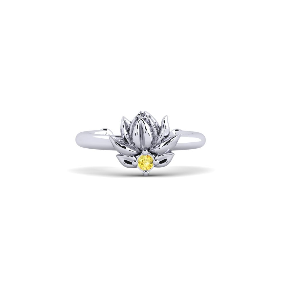 950 Palladium Round Yellow Sapphire Women's Earring Etterklang