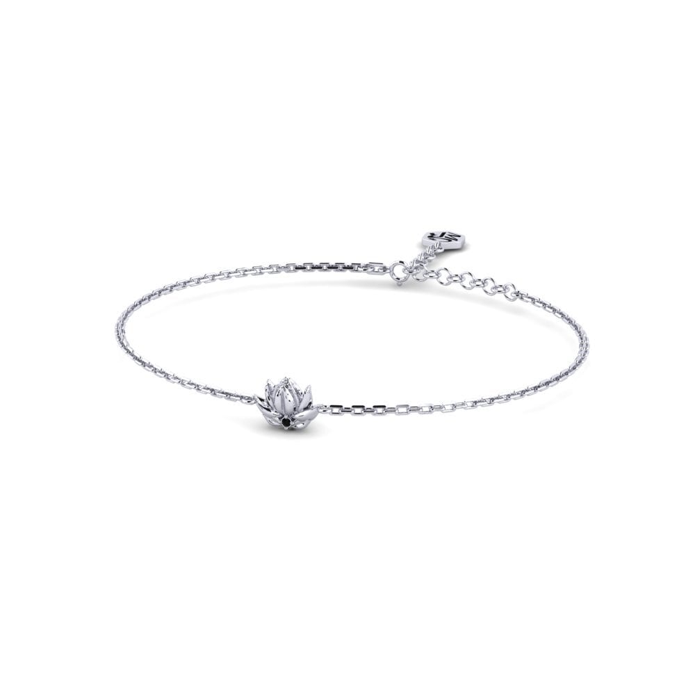 White Silver Black Sapphire Women's Bracelet Filigrana