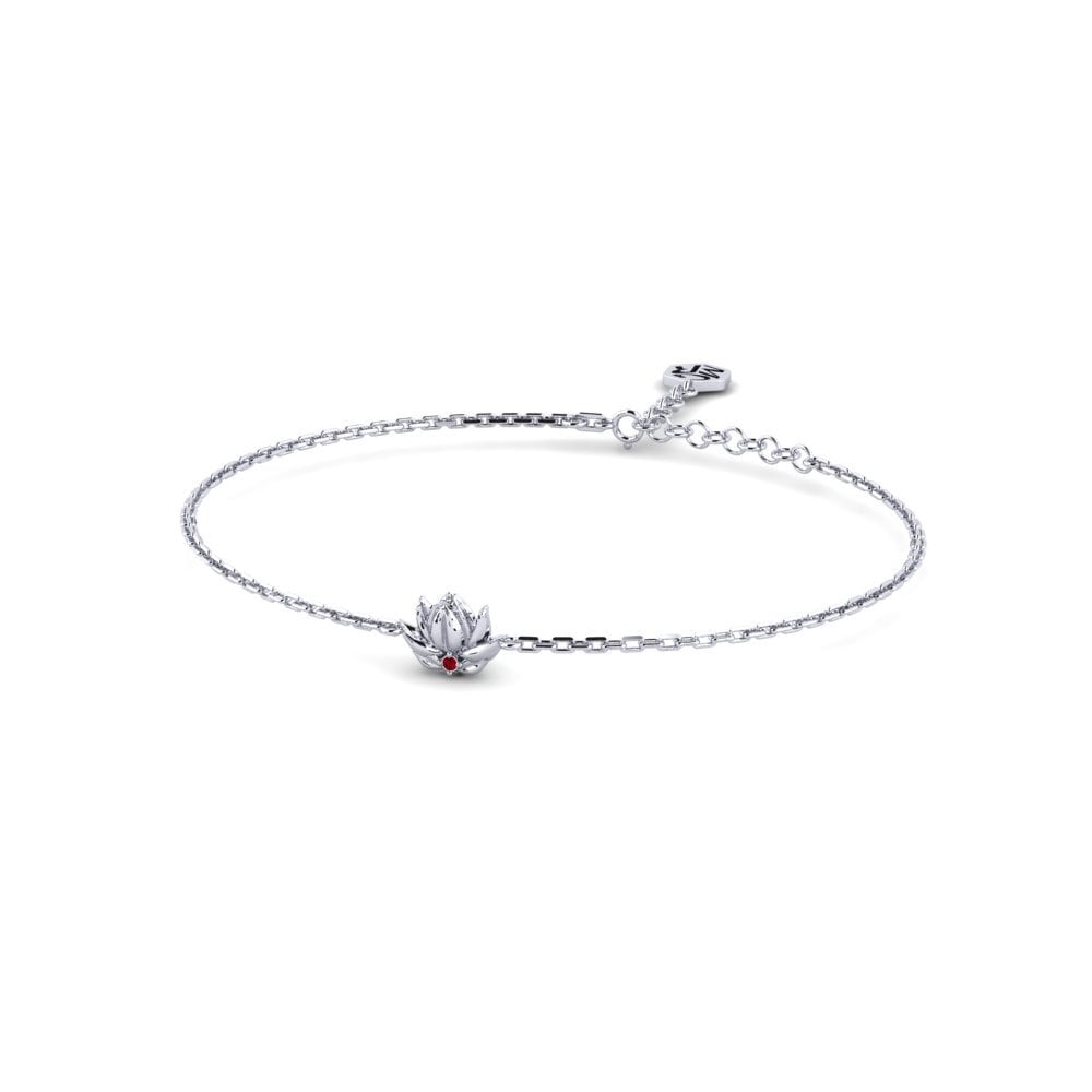 925 Prata de lei Zircônia Vermelha Pulseira Feminino Filigrana