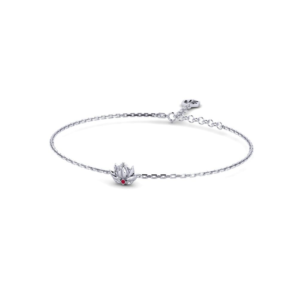 Vàng Trắng 14K Đá Ruby / Hồng Ngọc Vòng tay nữ Filigrana
