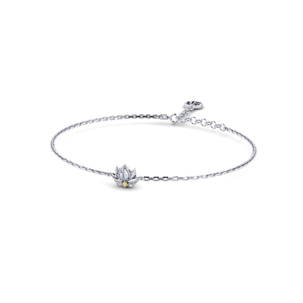 White Silver Yellow Sapphire Women's Bracelet Filigrana