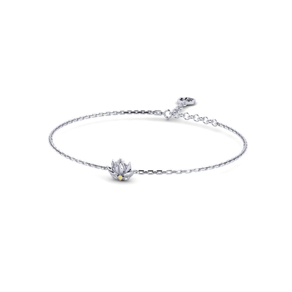 925 Prata de lei Diamante Amarelo Pulseira Feminino Filigrana