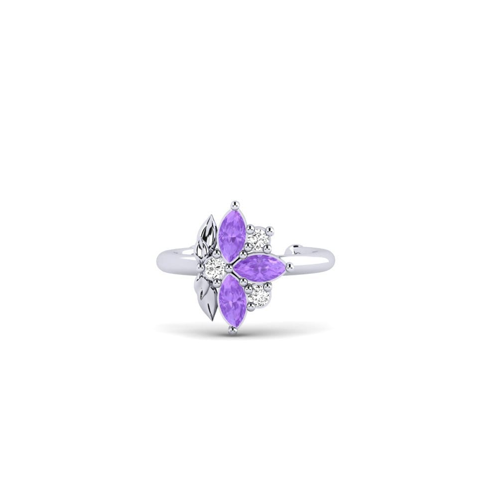 Vàng Trắng 14K Đá Thạch Anh Tím Bông tai nữ Forankrad - B