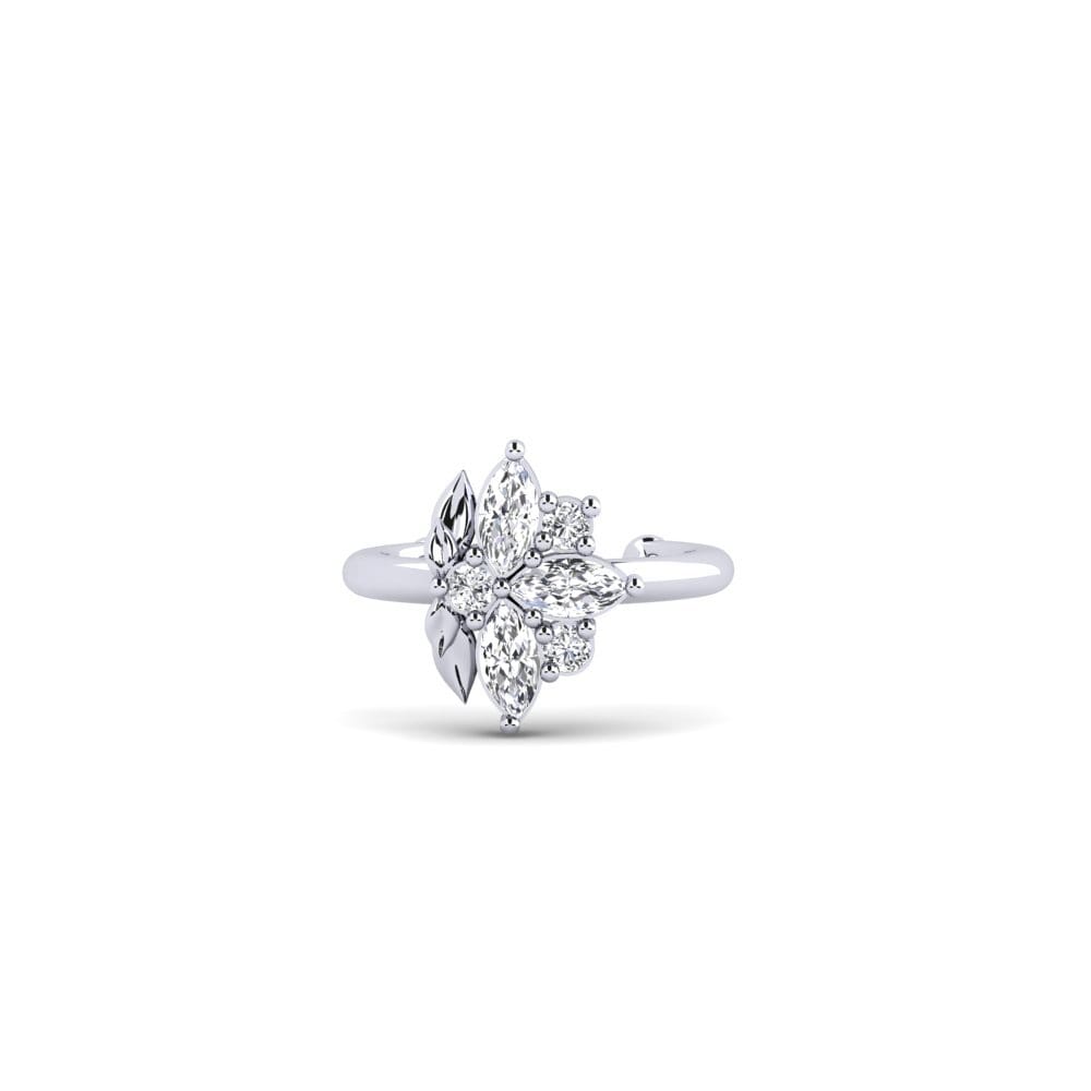 18k Oro Blanco Marquesa Diamante cultivado en laboratorio Pendiente de mujer Forankrad - B