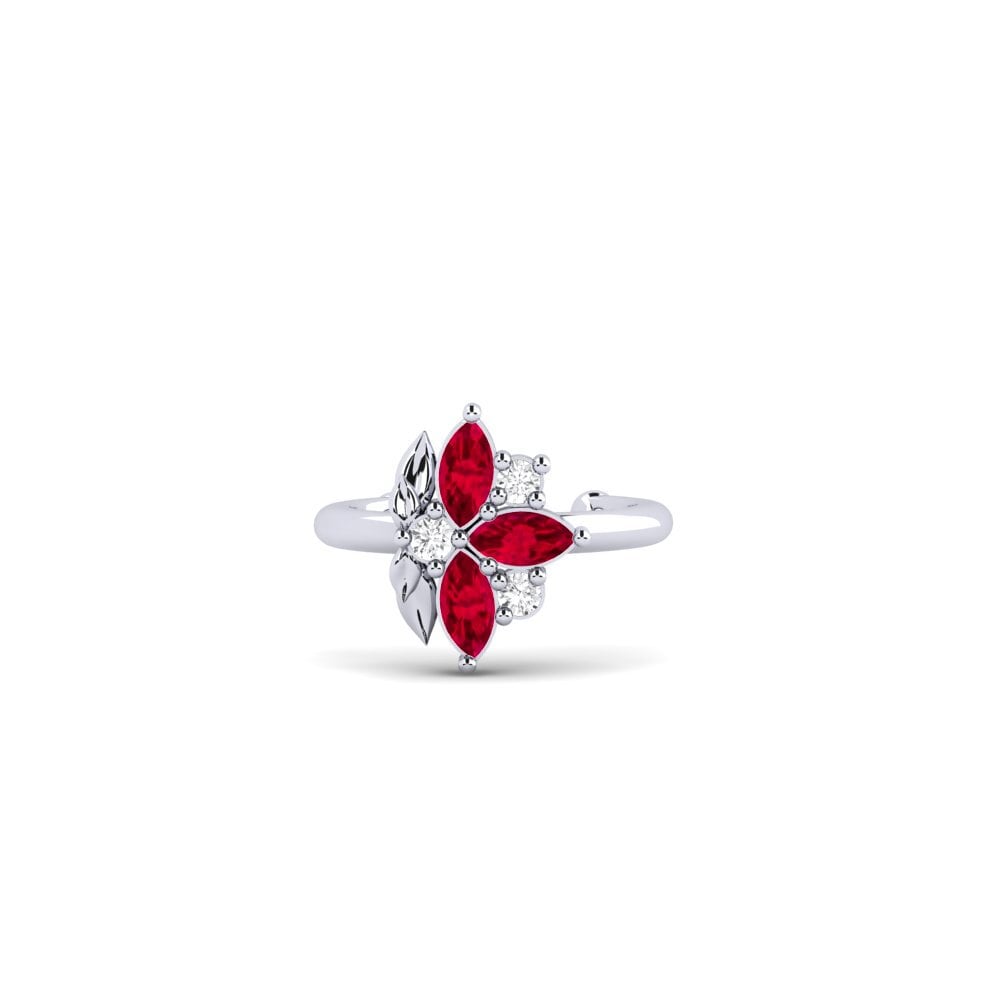 Vàng Trắng 14K Đá Ruby / Hồng Ngọc Bông tai nữ Forankrad - B
