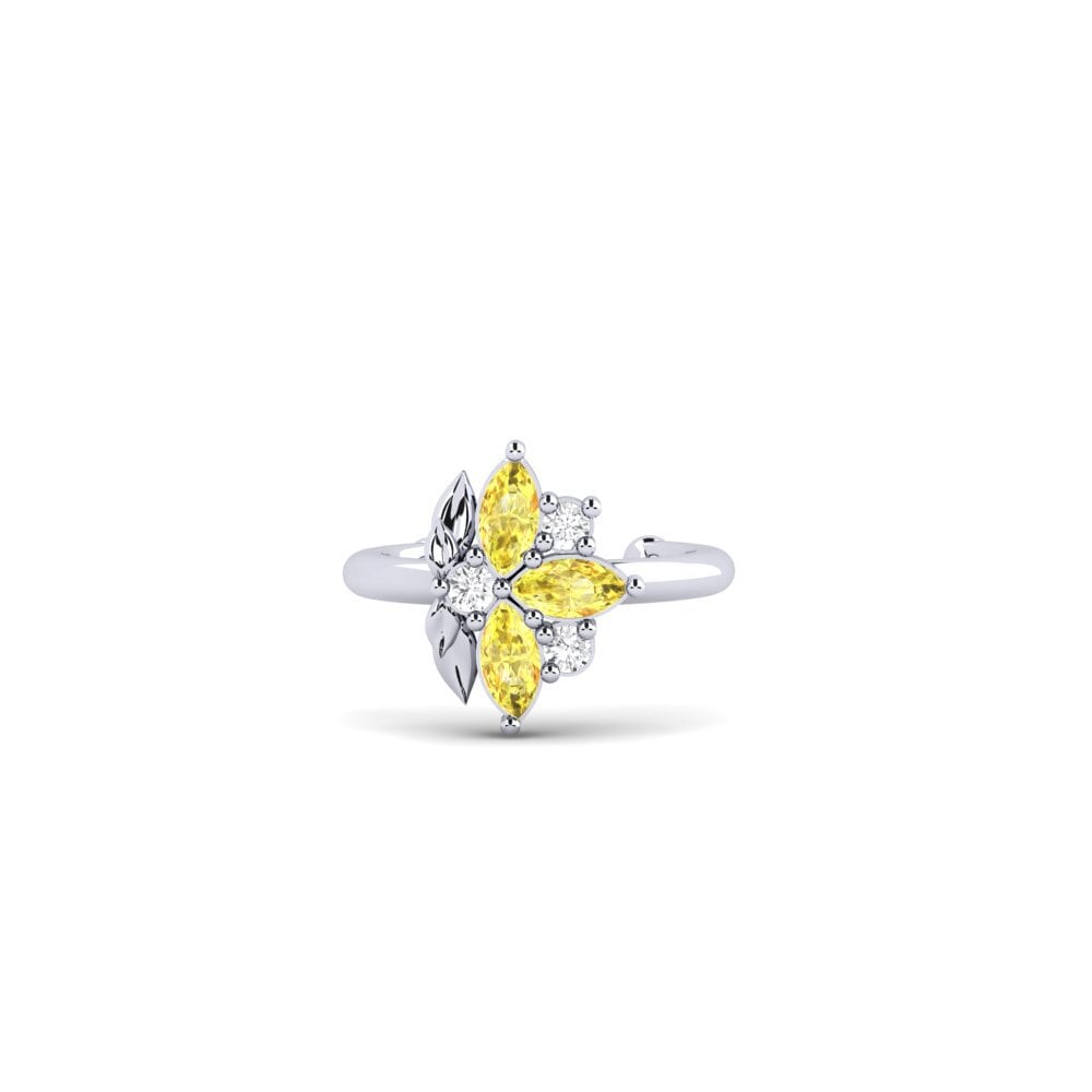 950 Palladium Marquise Yellow Sapphire Women's Earring Forankrad - B