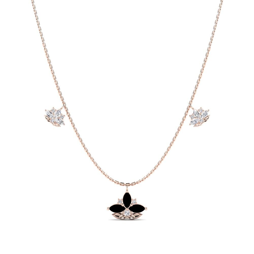 9k Oro Rosa Zafiro negro Collar de Mujer Galanthus