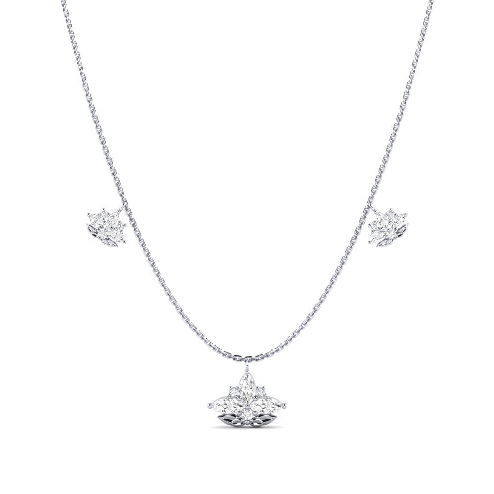 9k Oro Blanco Zafiro blanco Collar de Mujer Galanthus