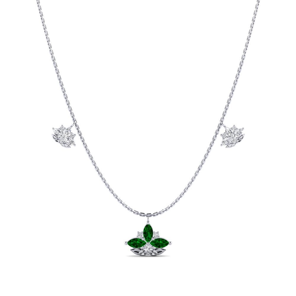 Plata 925 Circonita Verde Collar de Mujer Galanthus