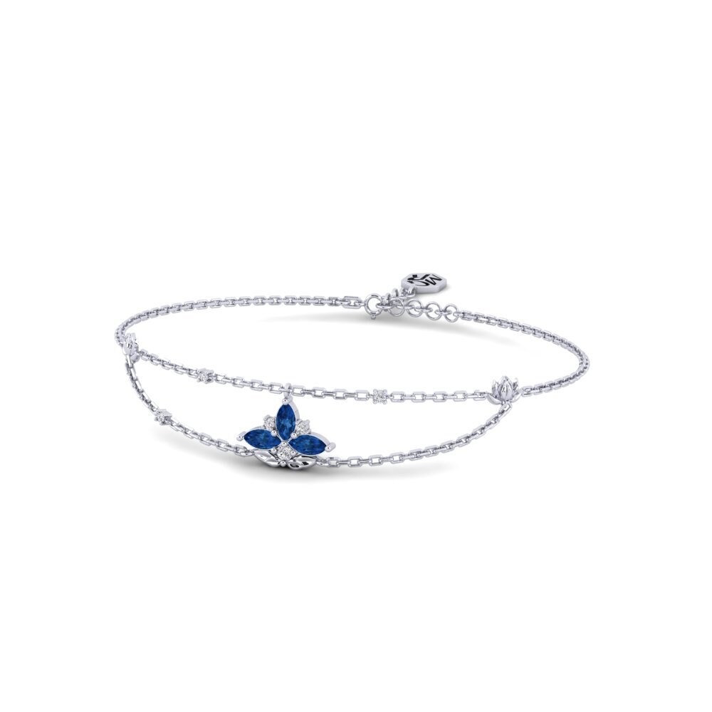 Paladio Circonita Azul Oscuro Pulsera de Mujer Genklang