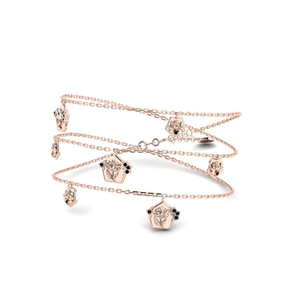 9k Oro Rosa Zafiro negro Collar de Mujer Gullviva