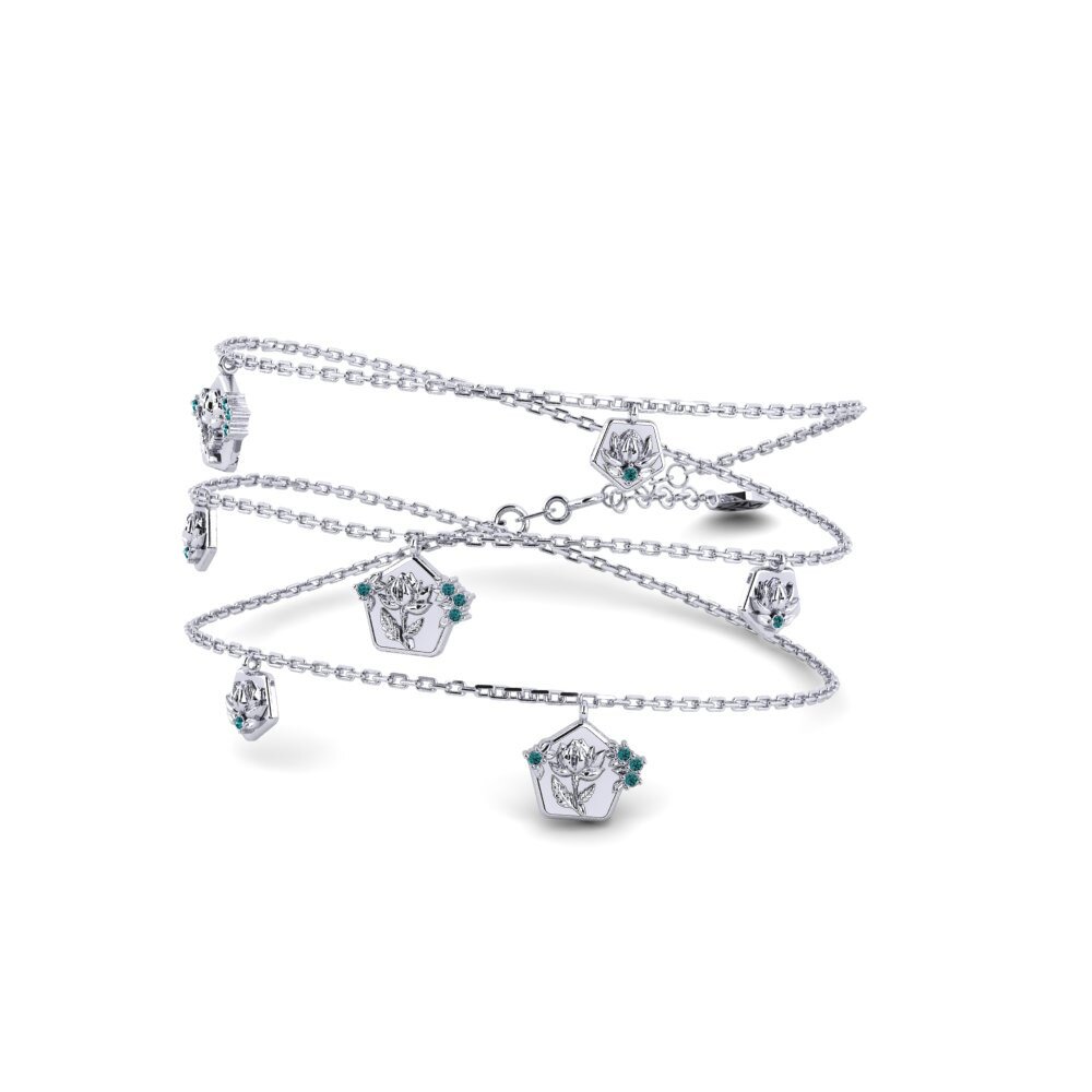 Plata 925 Diamante Azul Collar de Mujer Gullviva