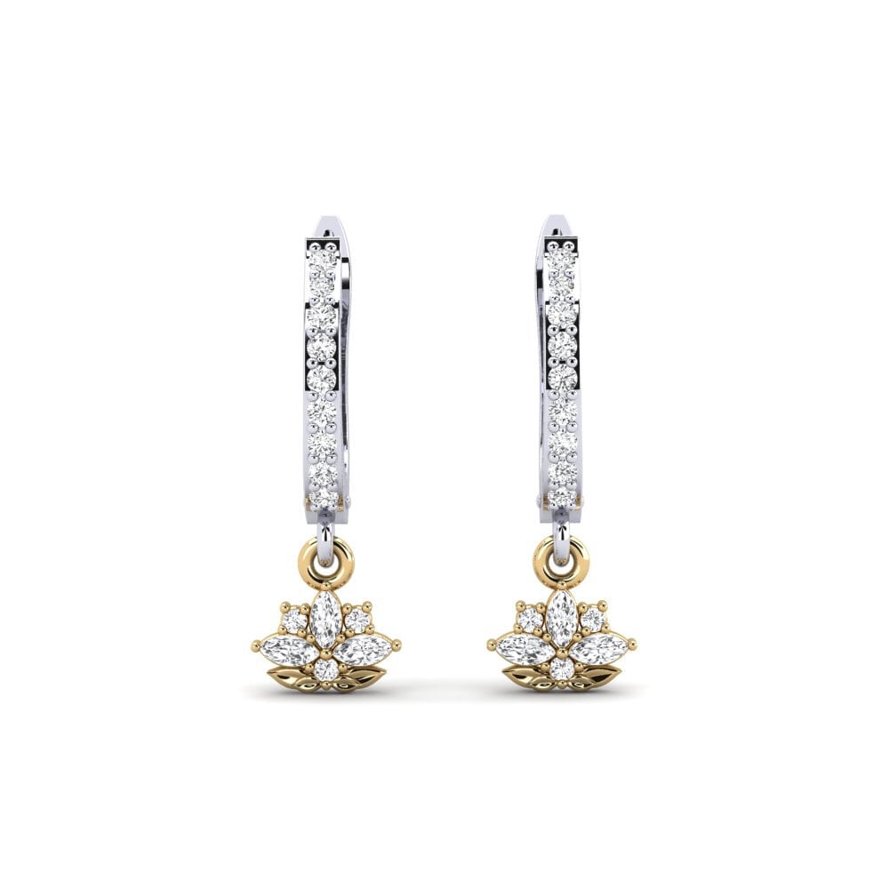 750 Weiß & Gelbgold Weißer Saphir Damen ohrring Herbaria