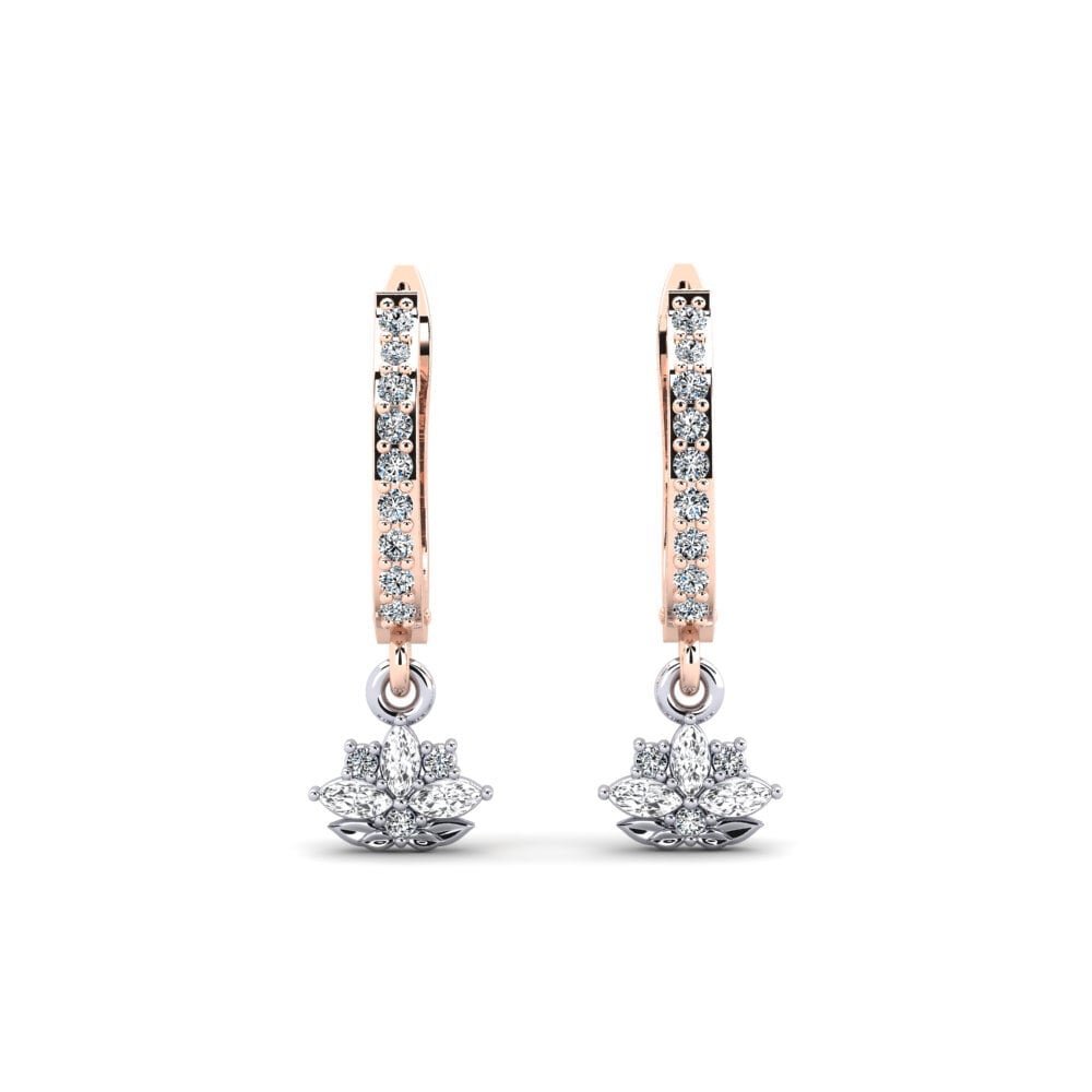 Vàng Trắng-Đỏ 9K Đá Zirconia Bông tai nữ Herbaria