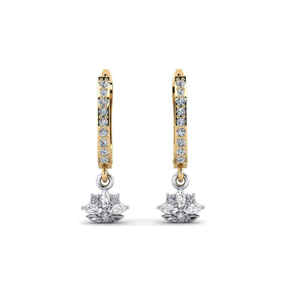 Vàng-Trắng 14K Đá Zirconia Bông tai nữ Herbaria