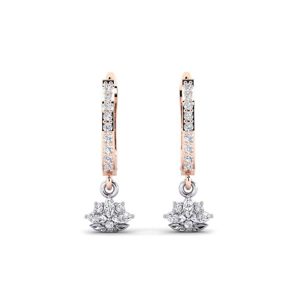 375 Rot & Weißgold Labor-gezüchteter Diamant Damen ohrring Herbaria