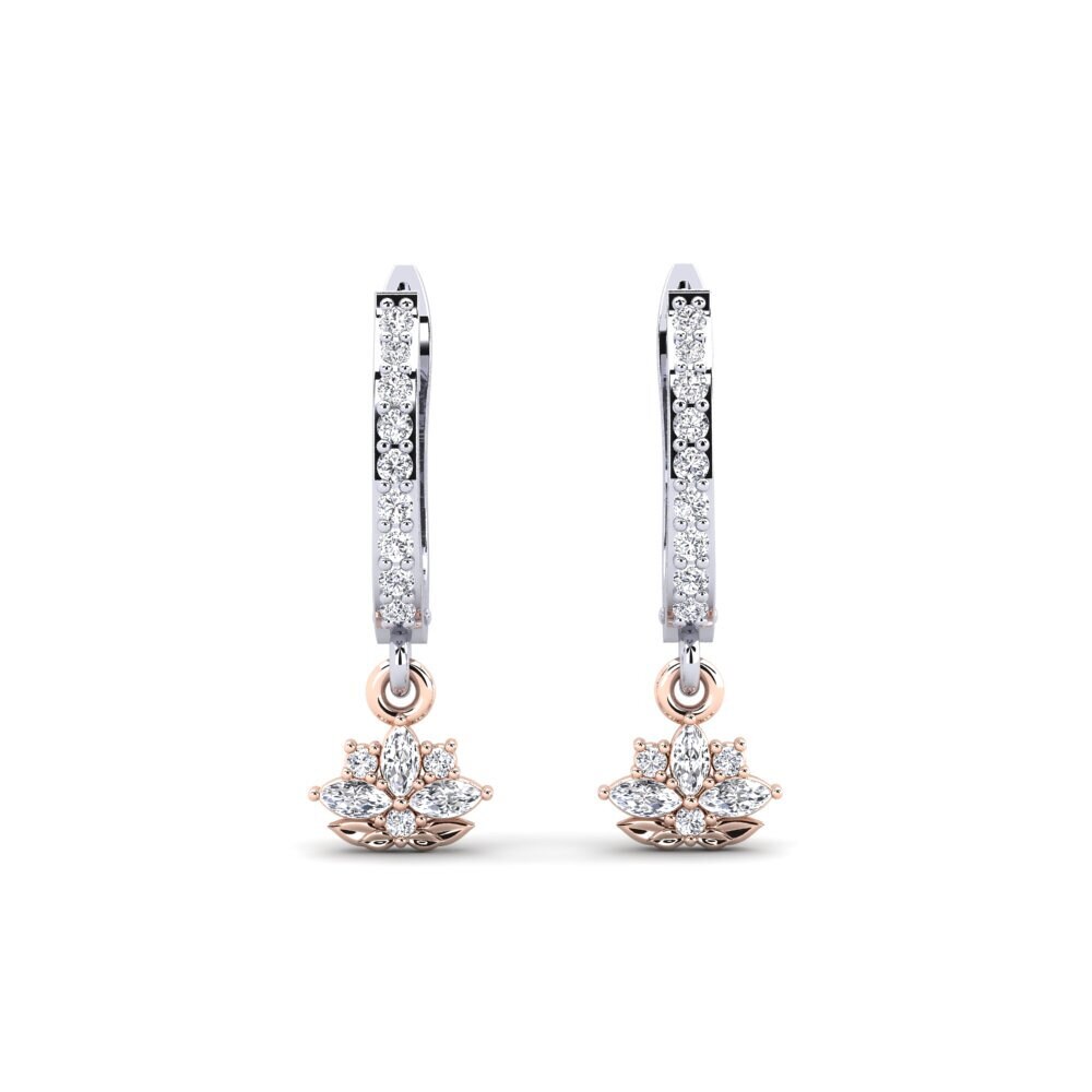 375 Weiß & Rotgold Labor-gezüchteter Diamant Damen ohrring Herbaria