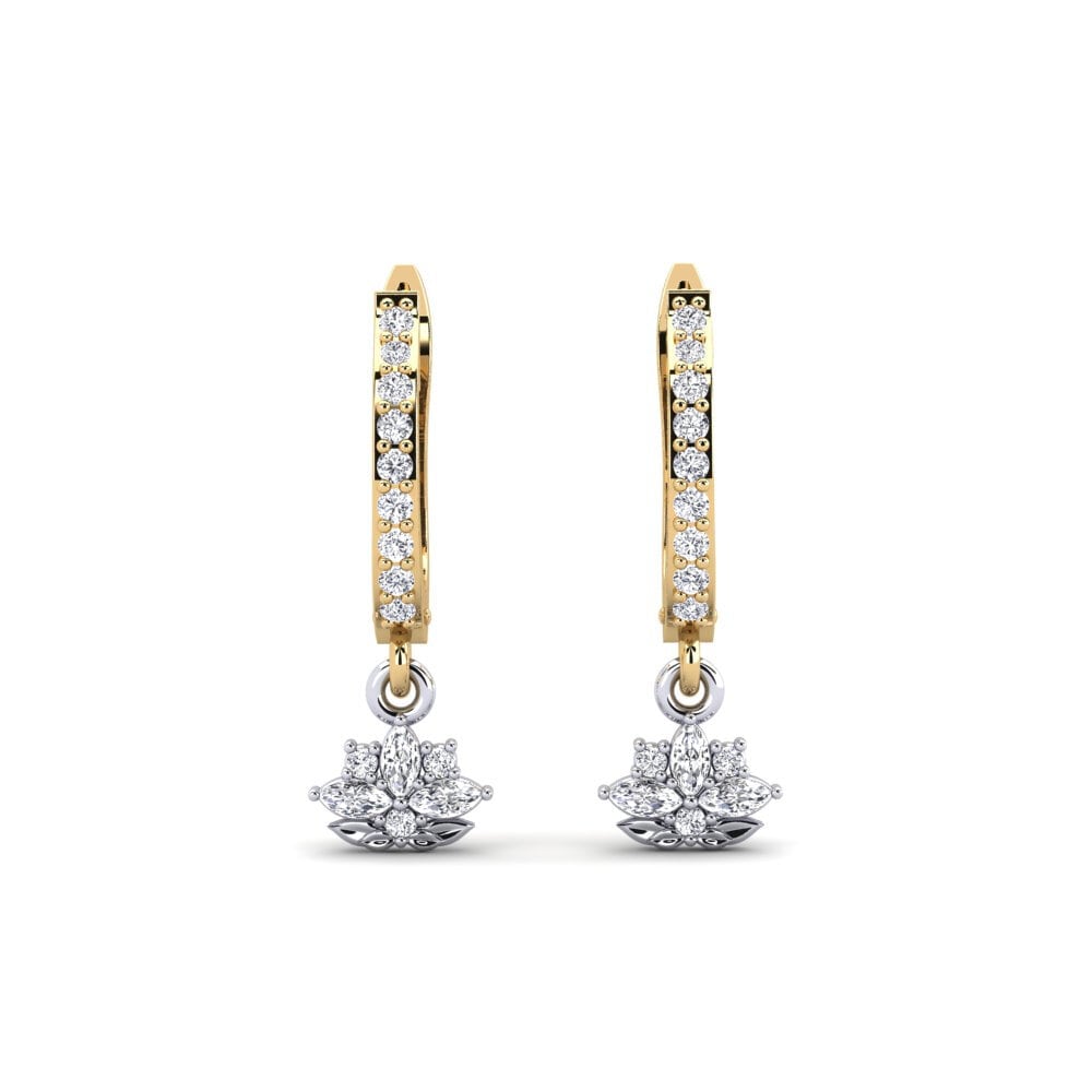 375 Gelb & Weißgold Labor-gezüchteter Diamant Damen ohrring Herbaria