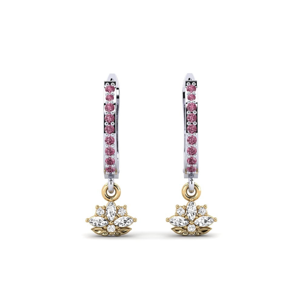 585 Weiß & Gelbgold Rhodolit-Granat Damen ohrring Herbaria