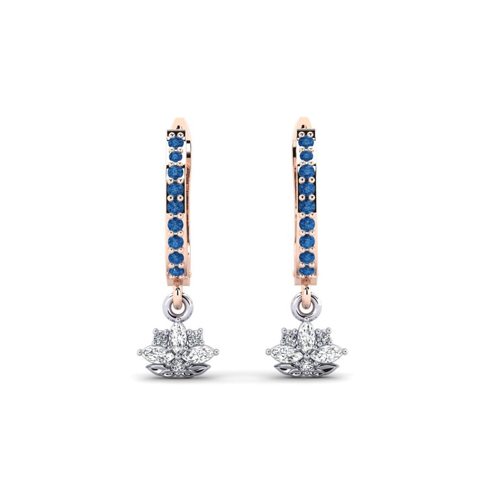 585 Rot & Weißgold Dunkelblauer Zirkonia Damen ohrring Herbaria