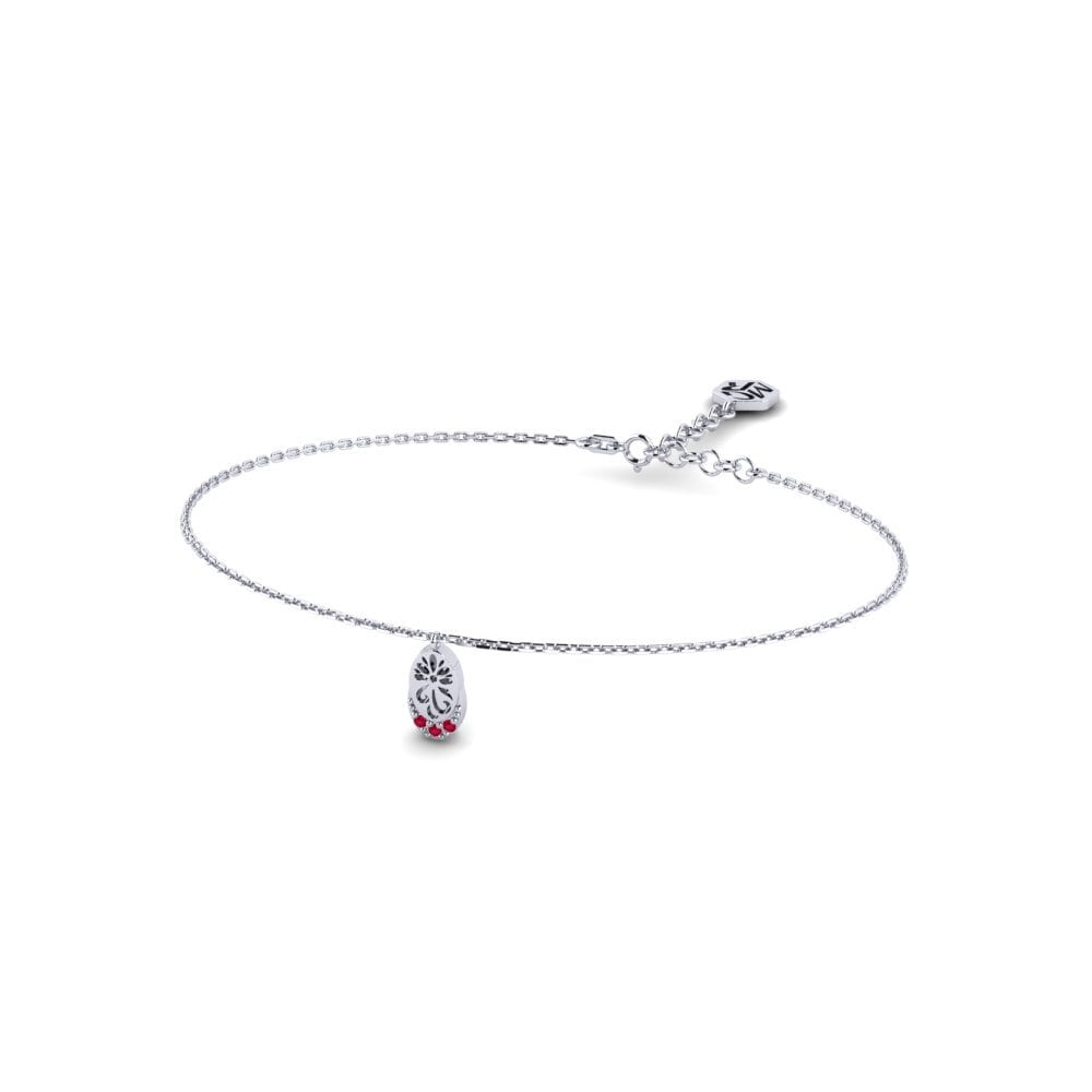 Vàng Trắng 14K Đá Ruby / Hồng Ngọc Vòng tay nữ Igiti