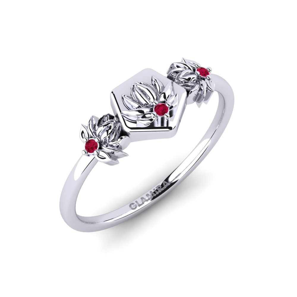 Vàng Trắng 14K Đá Ruby / Hồng Ngọc Nhẫn Incisio