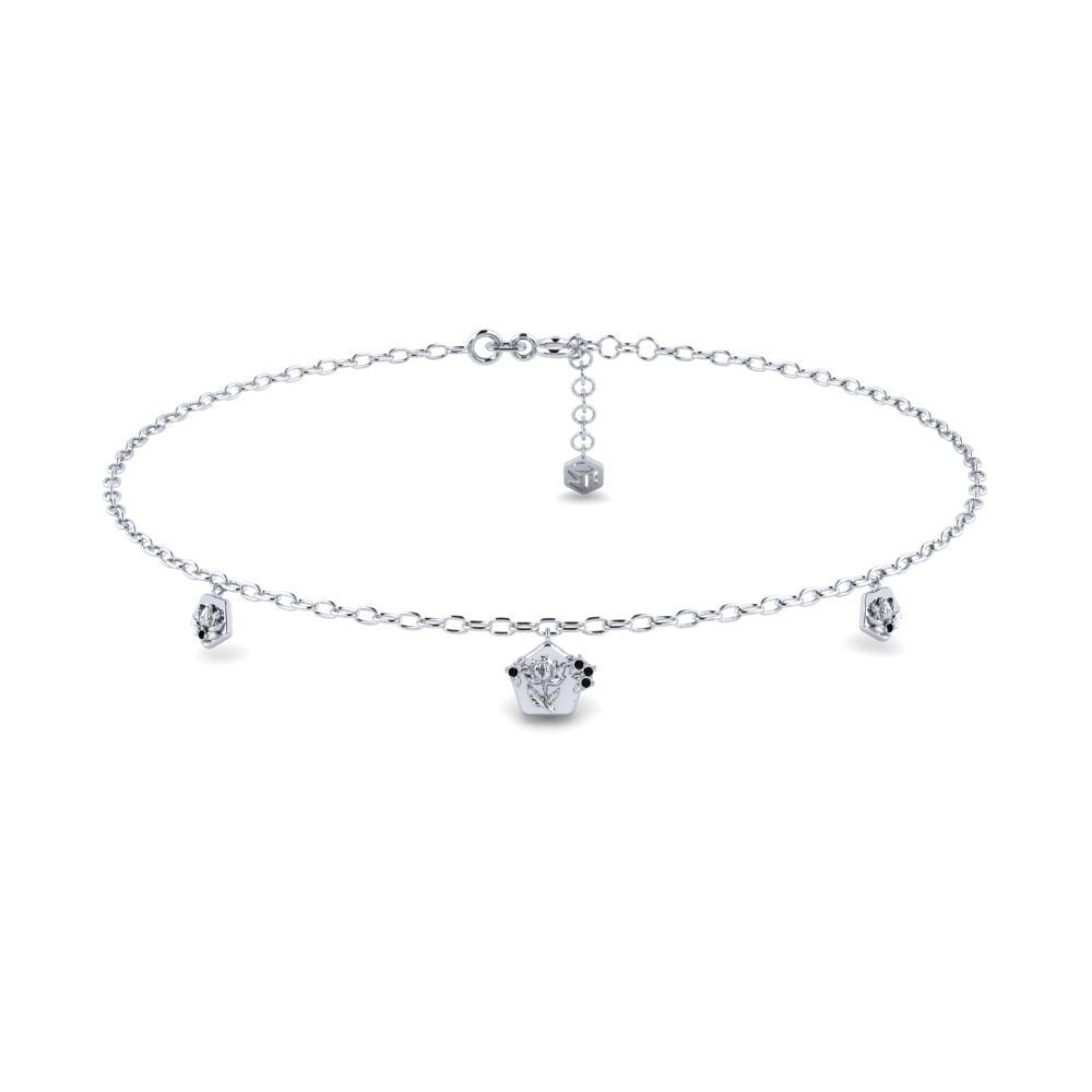 14k ホワイトゴールド ブラック・オニキス Women's Anklets Kaprifol