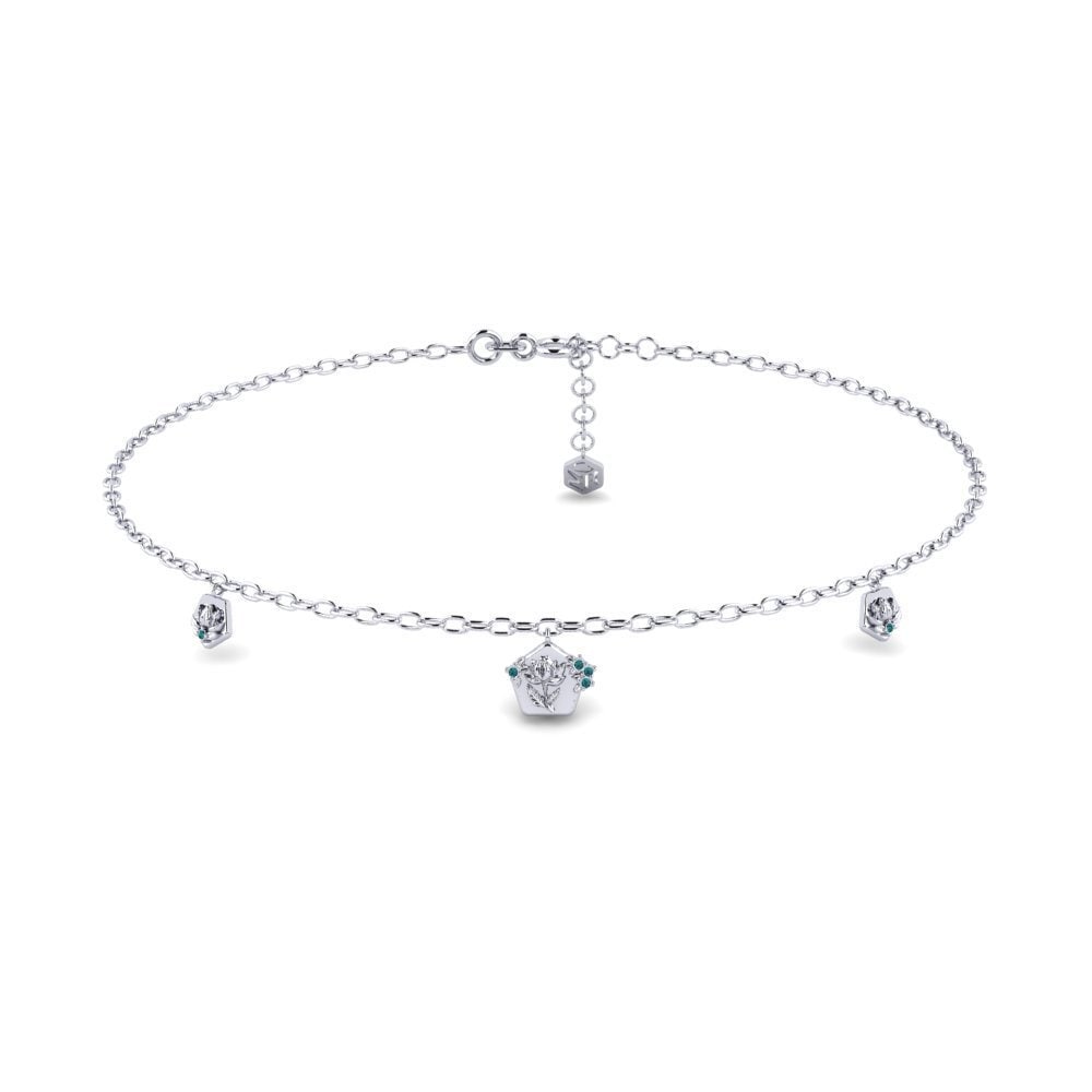 950 Παλλάδιο Μπλε Διαμάντι Women's Anklets Kaprifol