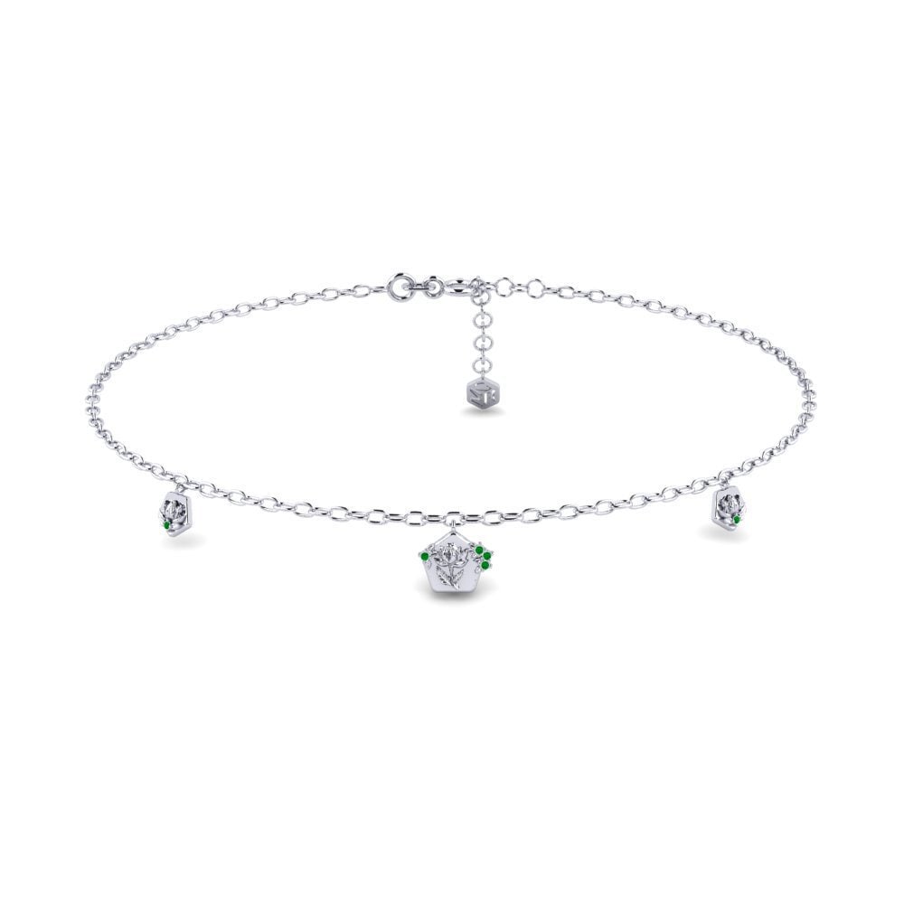 Palladium trắng Đá Emerald / Ngọc lục Bảo Women's Anklets Kaprifol