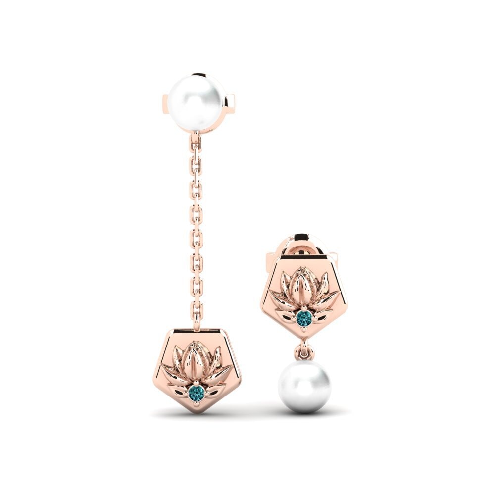 14ct Rose Gold Blue Diamond Women's Earring Lagmald