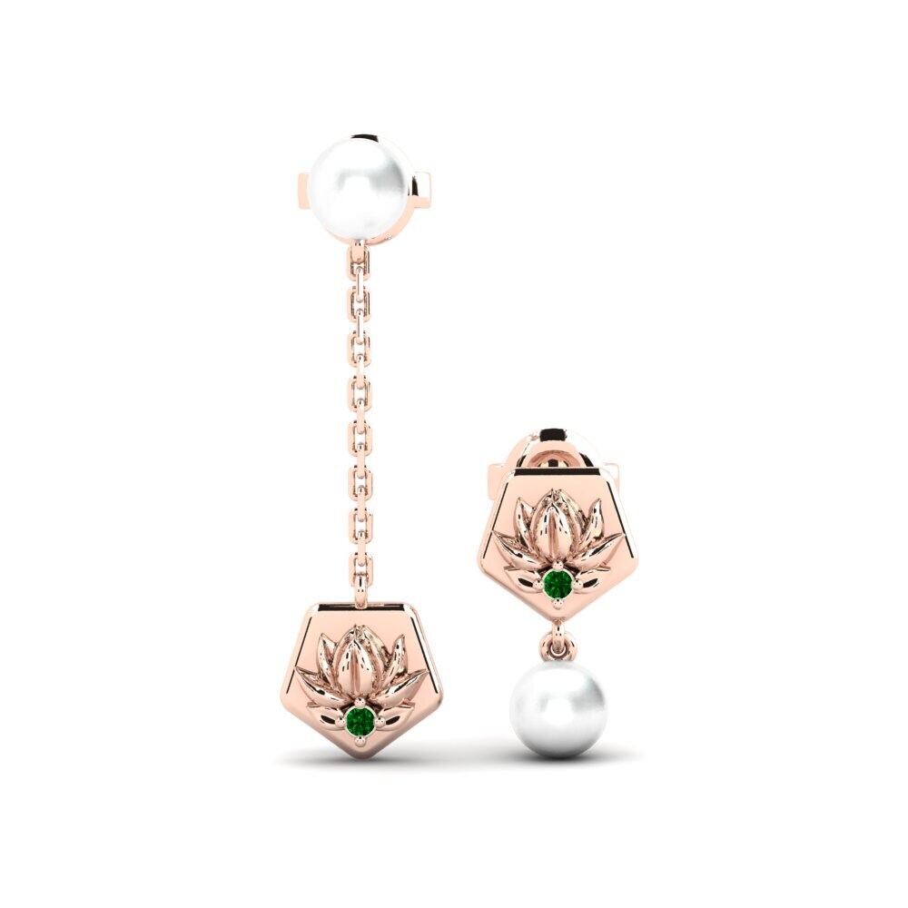 Rotgold 375 Grüner Zirkonia Damen ohrring Lagmald