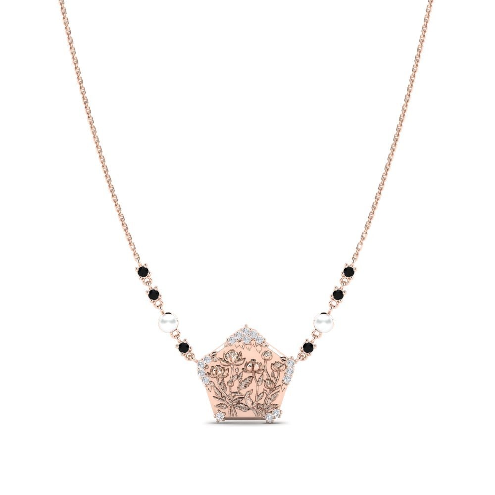 14ct Rose Gold Black Diamond Women's Necklace Lavondula