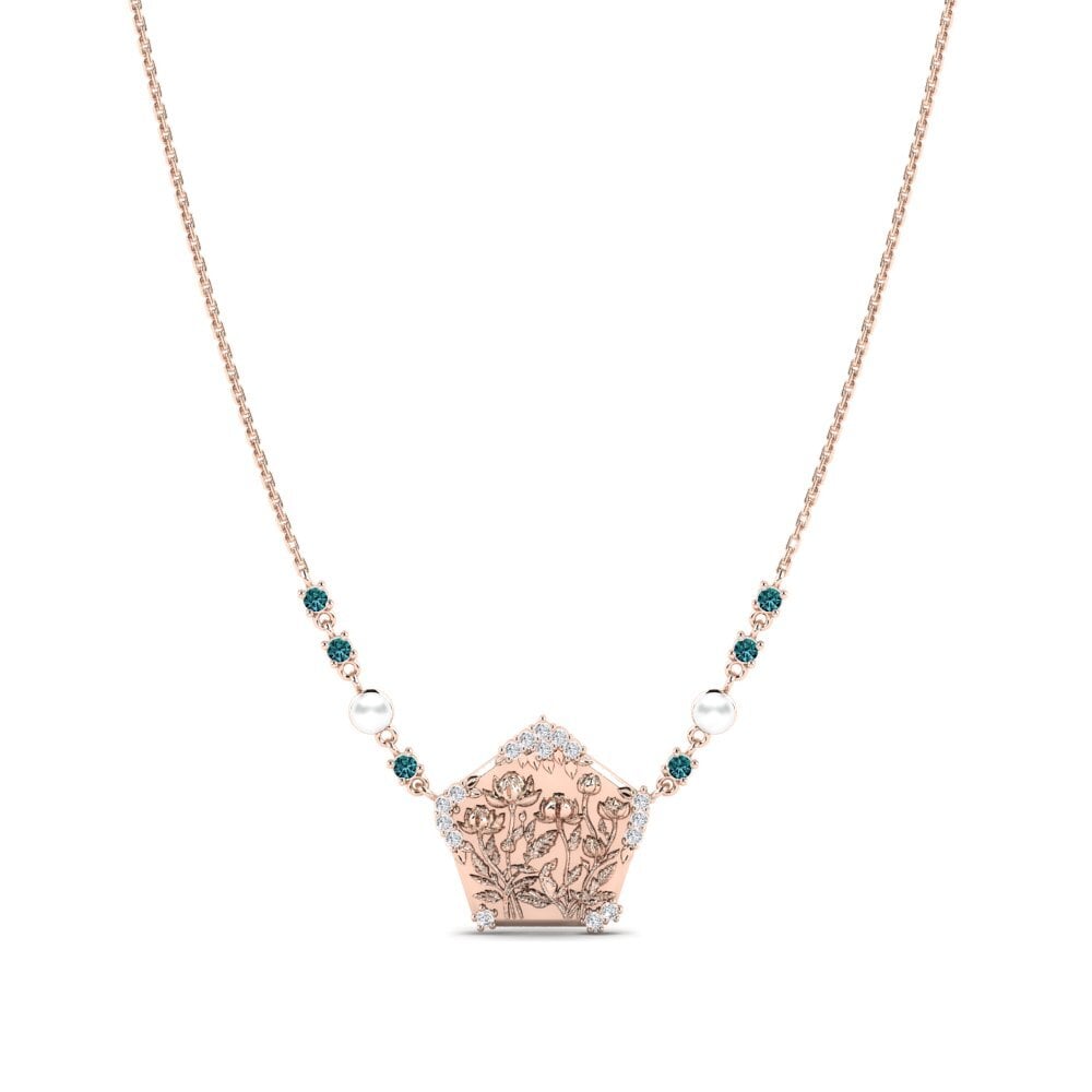 Rotgold 750 Blauer Diamant Damen halskette Lavondula