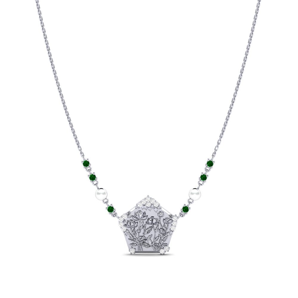 シルバ925 グリーンジルコニア 女性ネックレス Lavondula