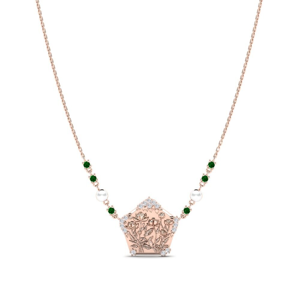 Rotgold 375 Grüner Zirkonia Damen halskette Lavondula