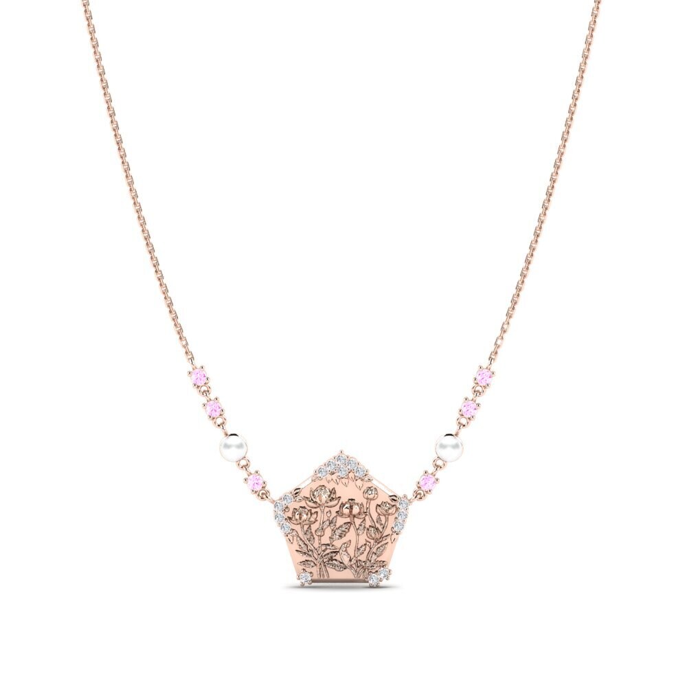 Rotgold 375 Rosa Saphir Damen halskette Lavondula