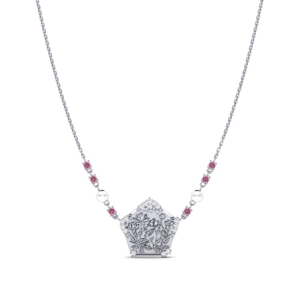 950 Platin Rhodolit-Granat Damen halskette Lavondula