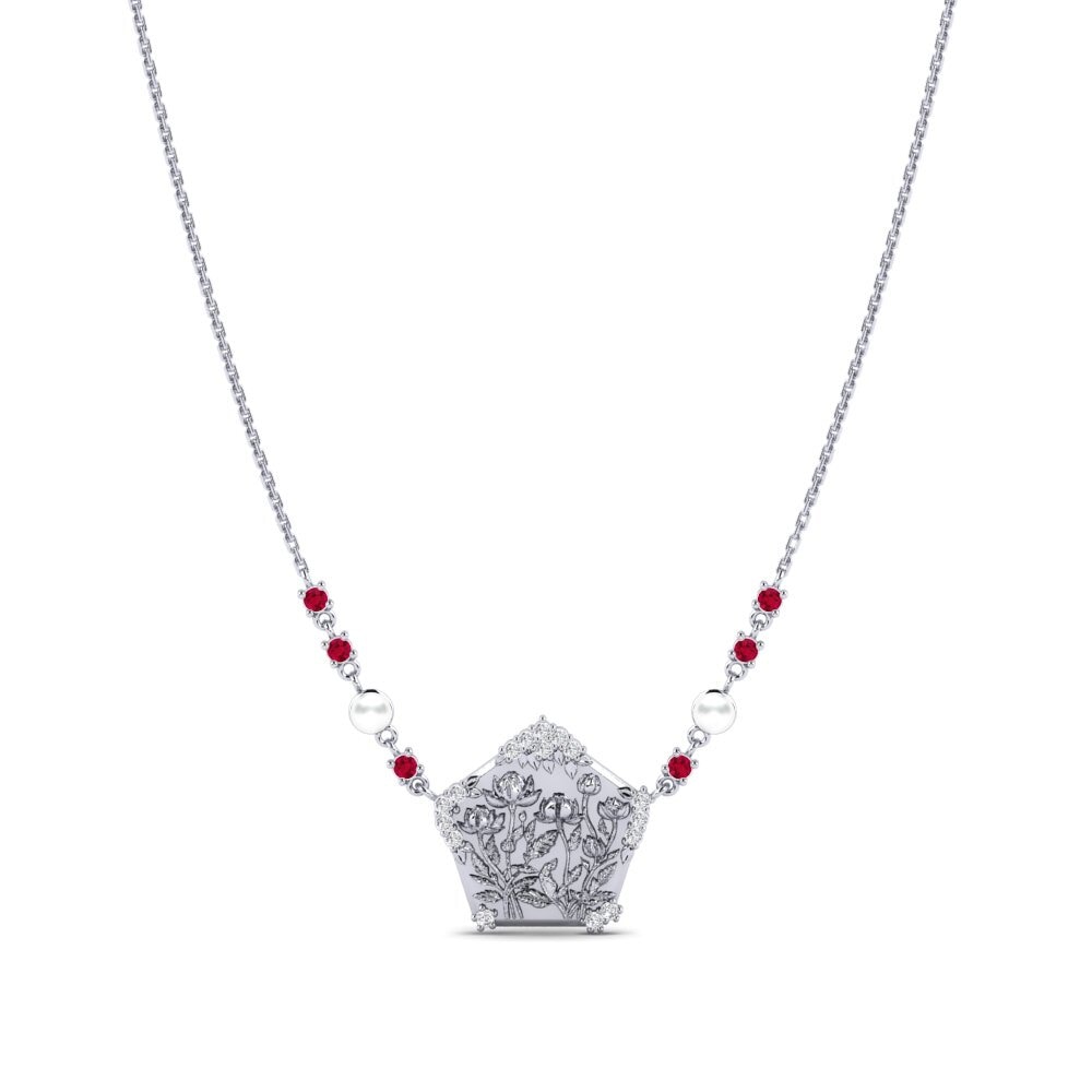 14ct White Gold Ruby Women's Necklace Lavondula