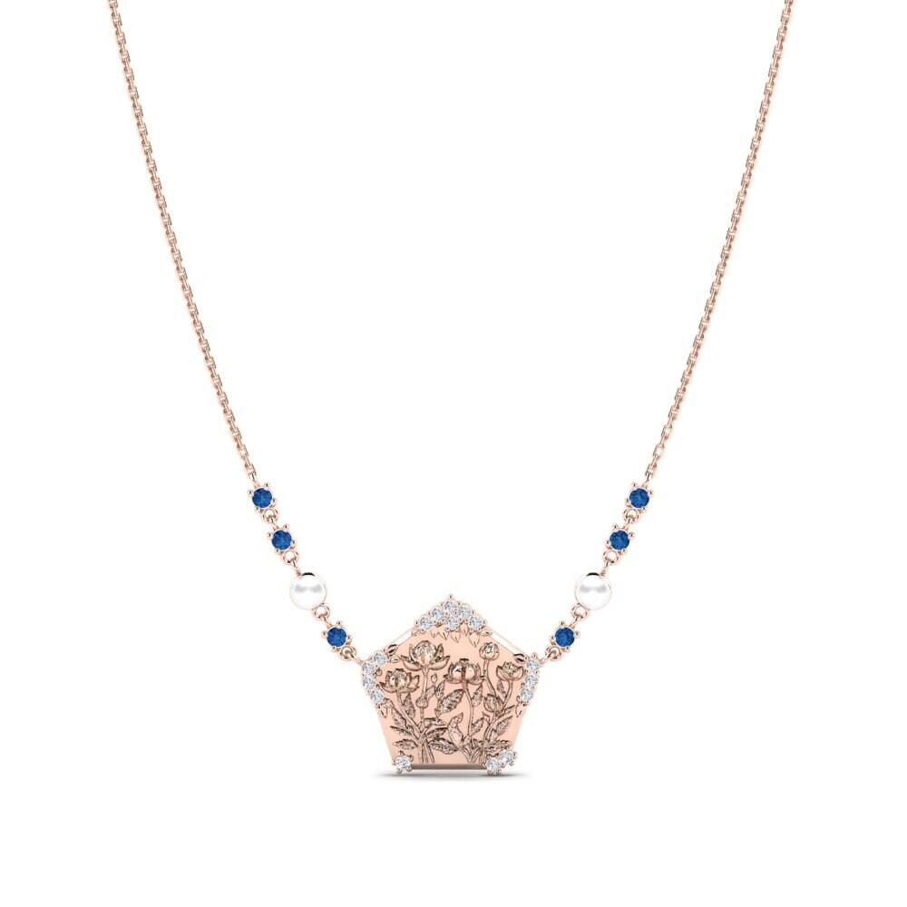 Rotgold 375 Dunkelblauer Zirkonia Damen halskette Lavondula